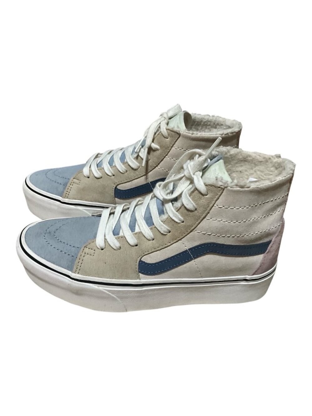 Vans Sk8-Hi MTE-1 Sherpa-Lined High-Top Sneakers Beige/Blue/Pink mens Size 8 WNS